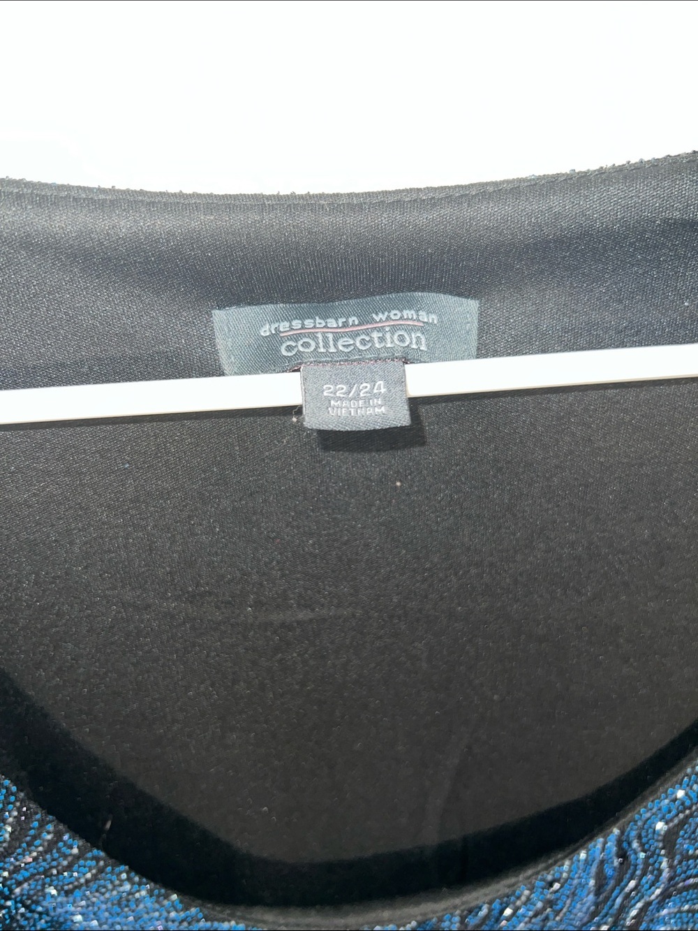 dressbarn Navy and Black Scoop Neck Short Sleeve Top with Metallic Detail - Picture 3 of 6